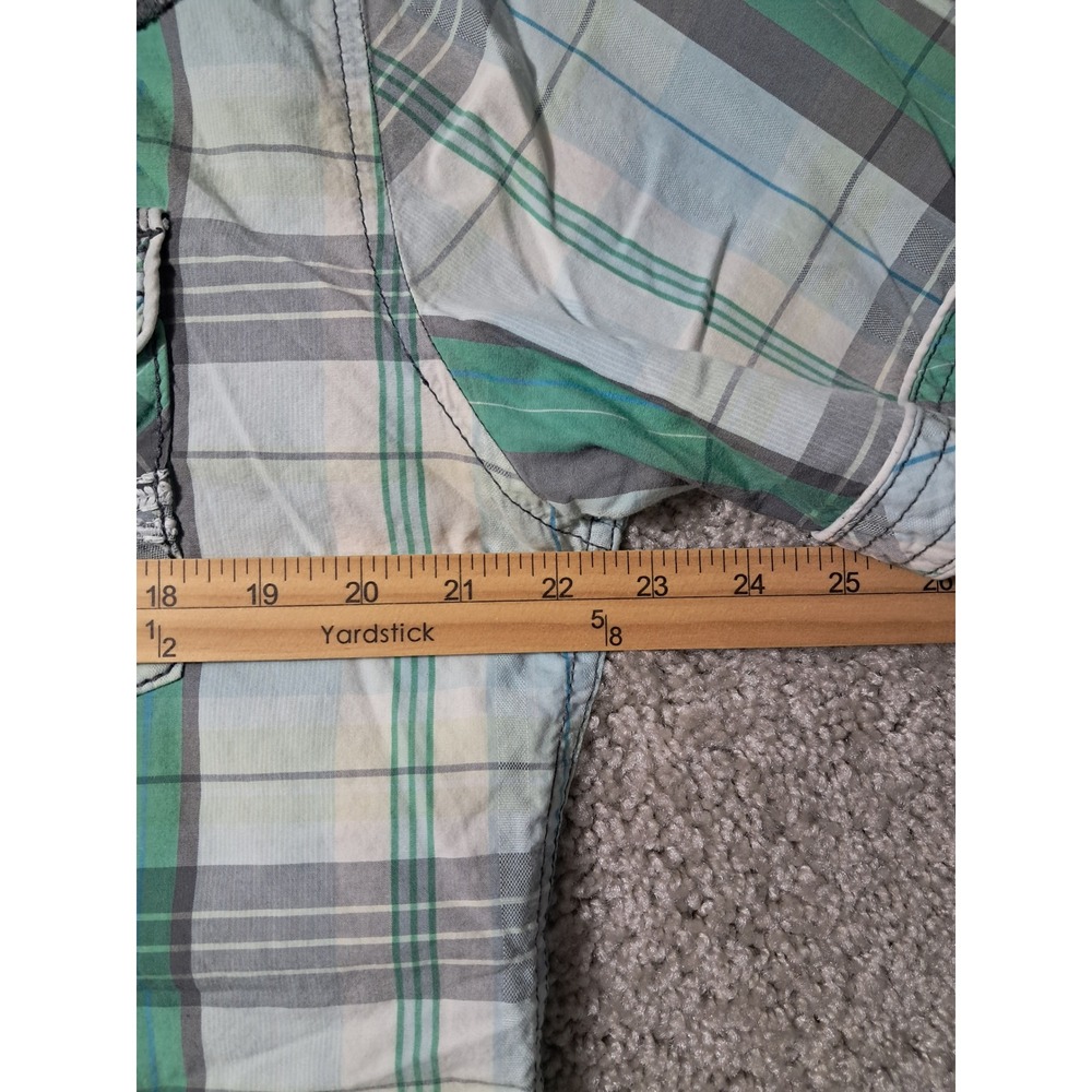 BKE Shirt Mens L Green Plaid Slim Fit Short Sleeve Western Snap 11257NM - Picture 7 of 13